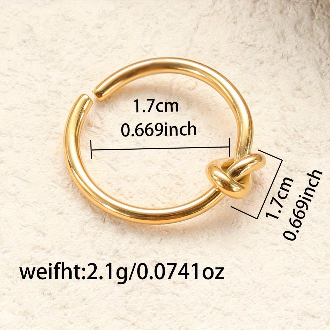 Stainless Steel Knotted Open Ring for Daily Wear