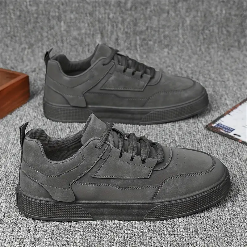 mens fashion solid color lace up low top chunky shoes minimalist style stitching detail round toe lightweight comfortable for outdoor walking and casual wear low top sneakers Product details 9