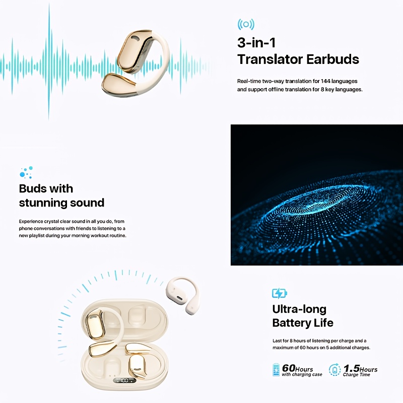 language translation earbuds 3 in 1 translator earbuds 144 languages accents translator device translation earbuds real   for ios android for travel   details 1