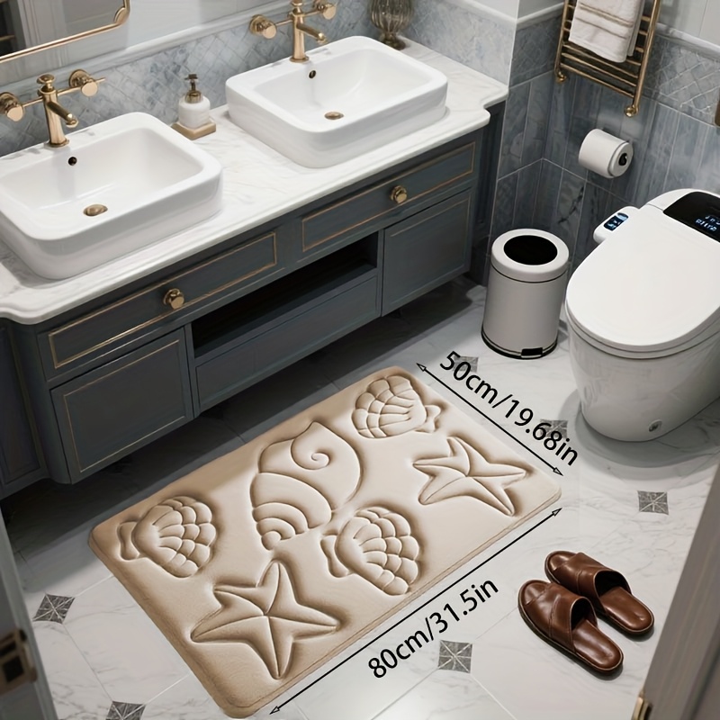 TEMU Bathroom Anti-slip Mat Water-absorbing Mat Toilet Safety Pad Shower Room Door Mat Home Anti-slip Design Bottom Anti-slip Particles