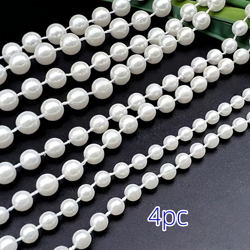 TEMU 4pcs Artificial Pearl Bead Strands | 6mm Diameter + Total Length 480cm/189in | Easy To Cut And Versatile | Wedding Decor For Arches/water Ripple