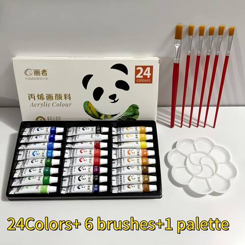 19 25 31pcs acrylic paint kit 12 18 24 colors 6 brushes and 1 palette 5ml 0 18oz non toxic versatile professional art pigments ideal for artists students crafts diy frescoes and clothing easter and christmas gifts