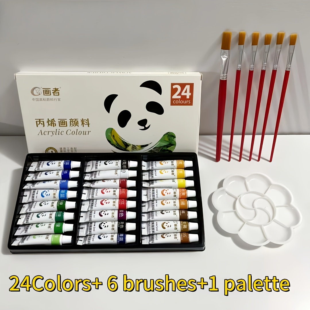 24-Color Acrylic Paint Set with Brushes & Palette