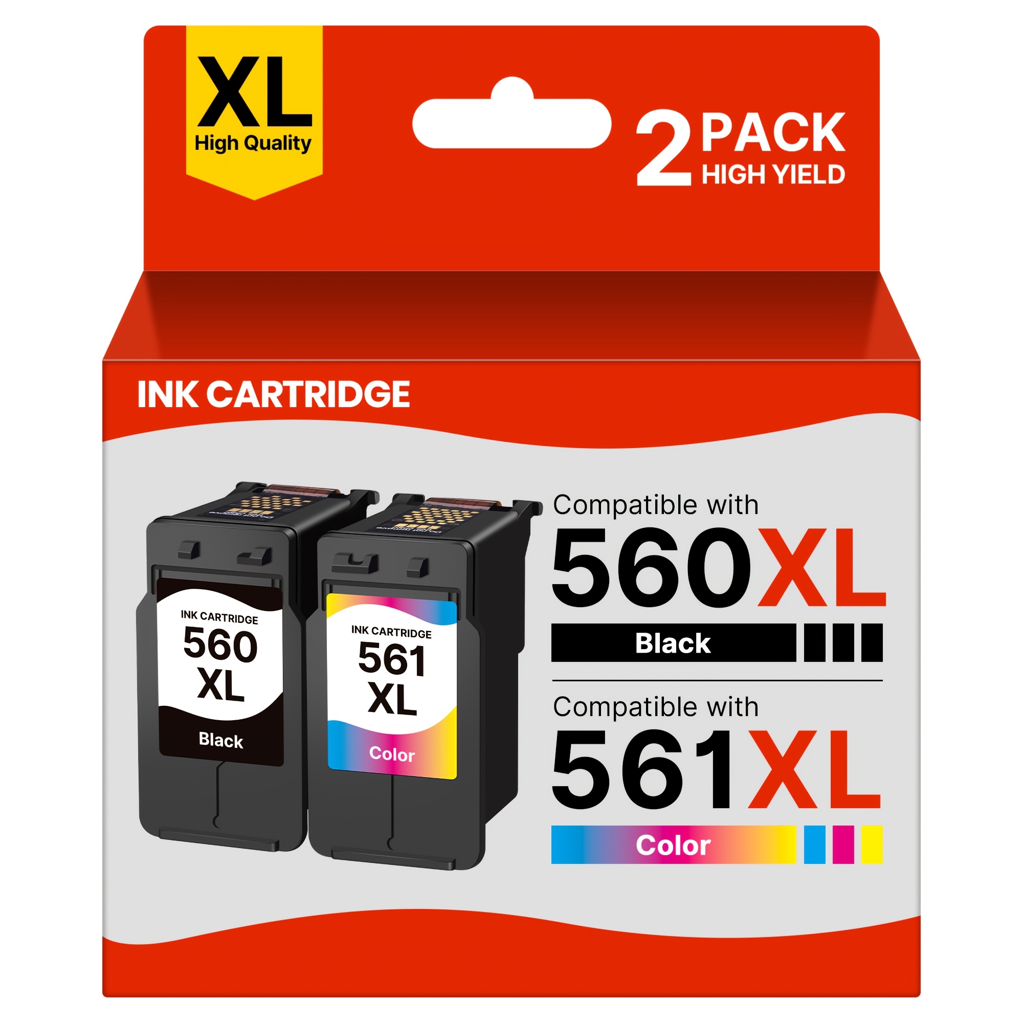 Image of 560xl 561xl Remanufactured Ink Cartridges Replacement For 560 561 Xl For Ts5350 Ts5351 Ts5352 Ts5353 Ts7451 Ts7450 Printer (black, Color)