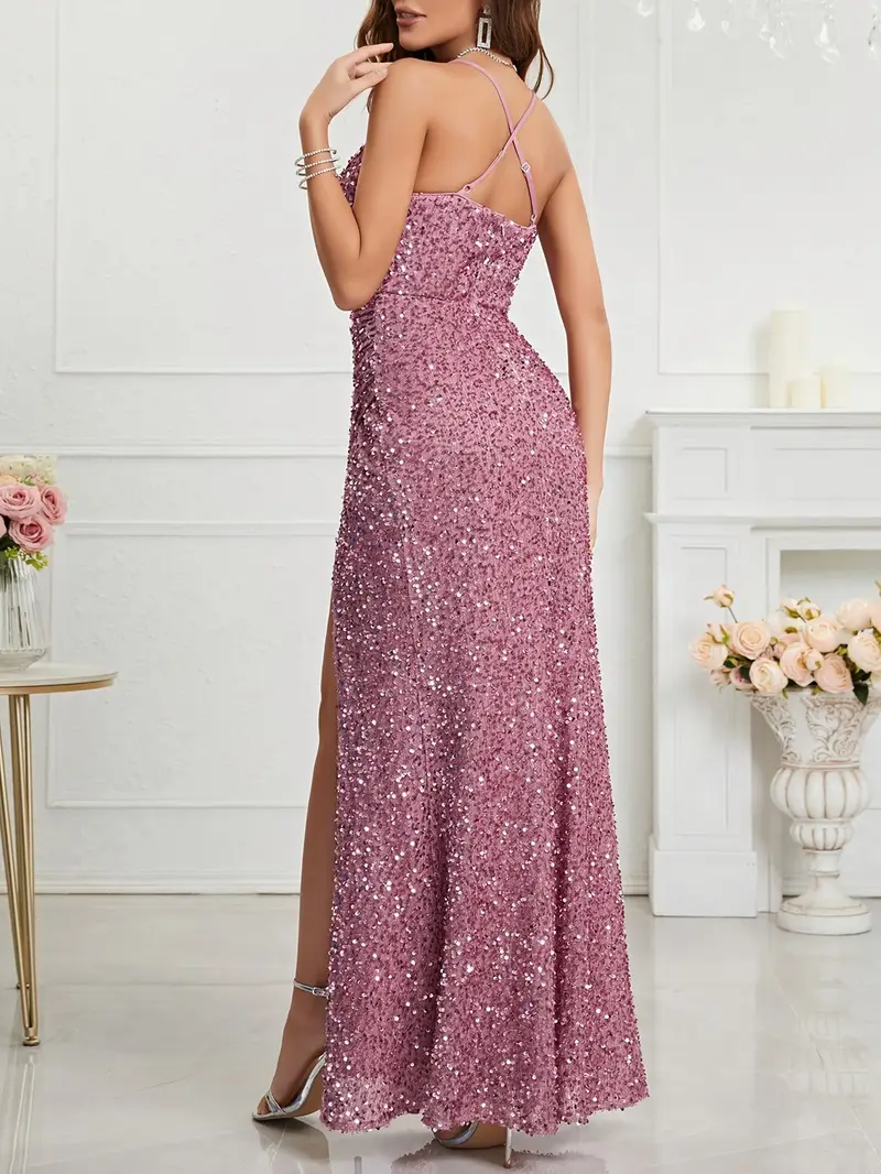 v neck slit sequin elegant dress wedding prom party holiday - Temu Canada v neck slit sequin elegant dress wedding prom party holiday - Temu Canada