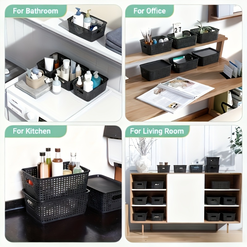 6pcs Stackable Storage Box with Lid Plastic Storage Basket
