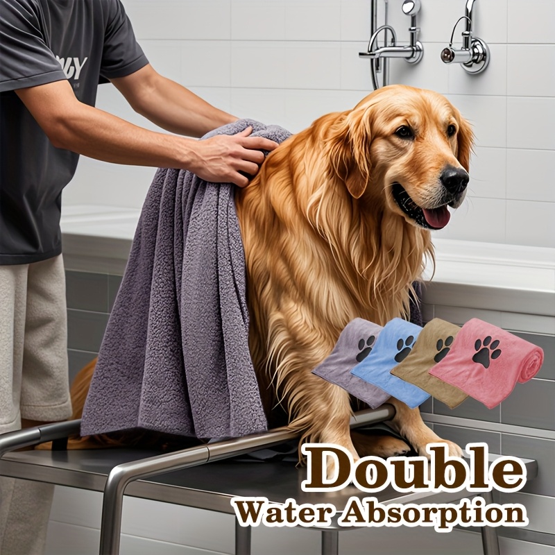 

Microfiber Pet Towel For - Quick-drying, High Absorbency, Bath Accessory In Blue, Pink, , And Brown Paw