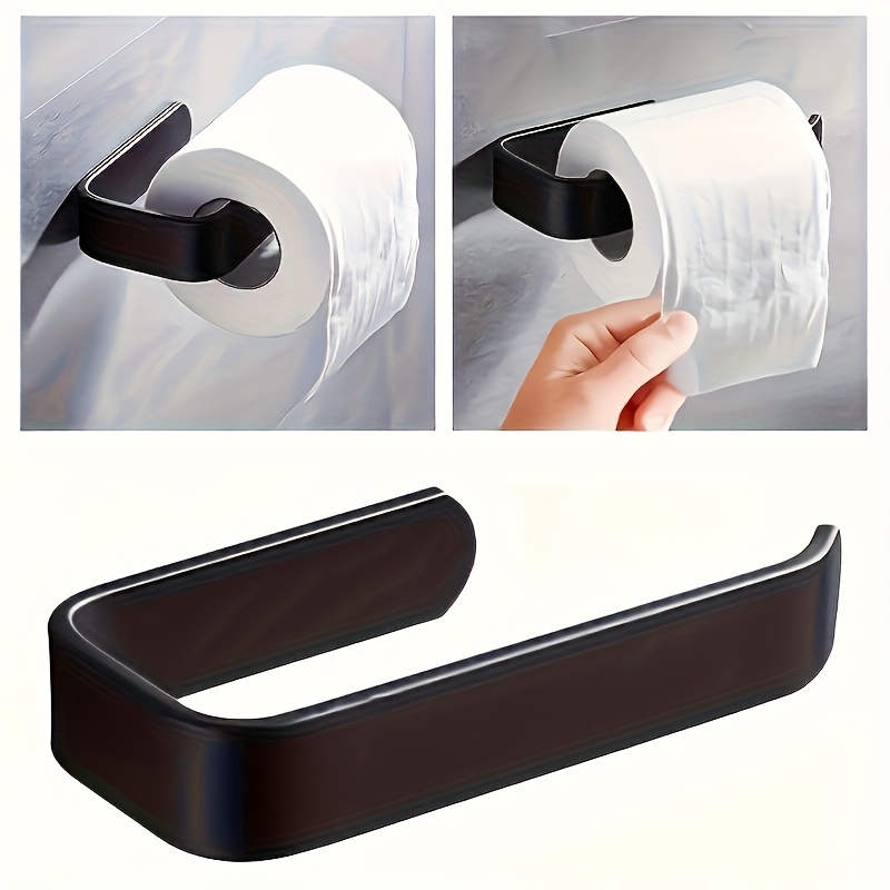 

Support toilette auto-adhésif pour - Organisateur de rouleaux perçage pour les armoires et le rangement de salle de bain - Support de film plastique et toilette , noir, thème océanique