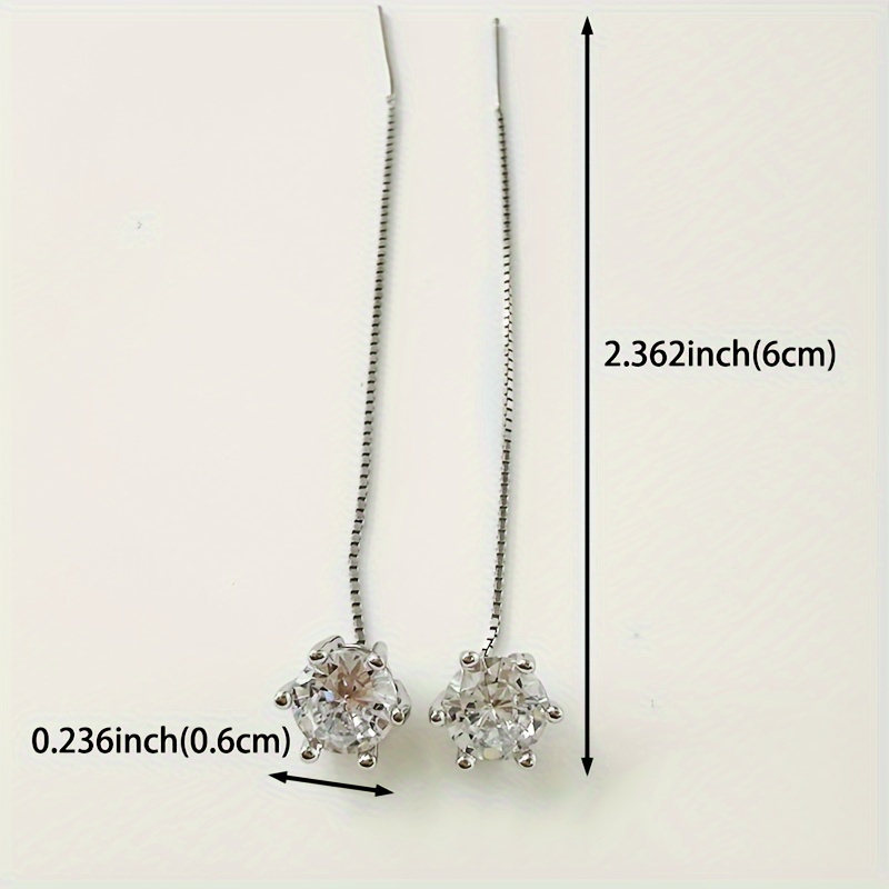 Solid Cubic Zirconia Dangle Earrings Set S925 Silver
