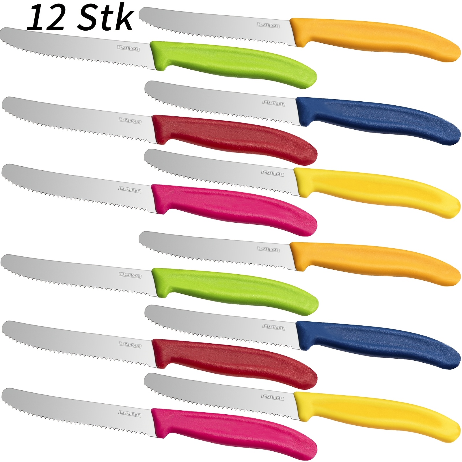 

12pcs Breakfast Knife, Wave-shaped Table Knife With Serrated , Breakfast Knife Set Made Of Stainless Steel, Cutlery Knife Set For Home And Restaurant, Dishwasher Safe