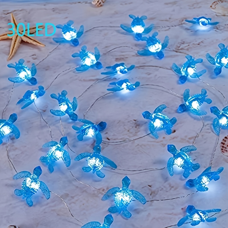 E-shop Schildkröten Lichterkette Batteriebetrieben 20LED oder 30LED Ozean Unter dem Meer Blaue Lichter Tisch Tablett Sommer Thema Deko für Home Party