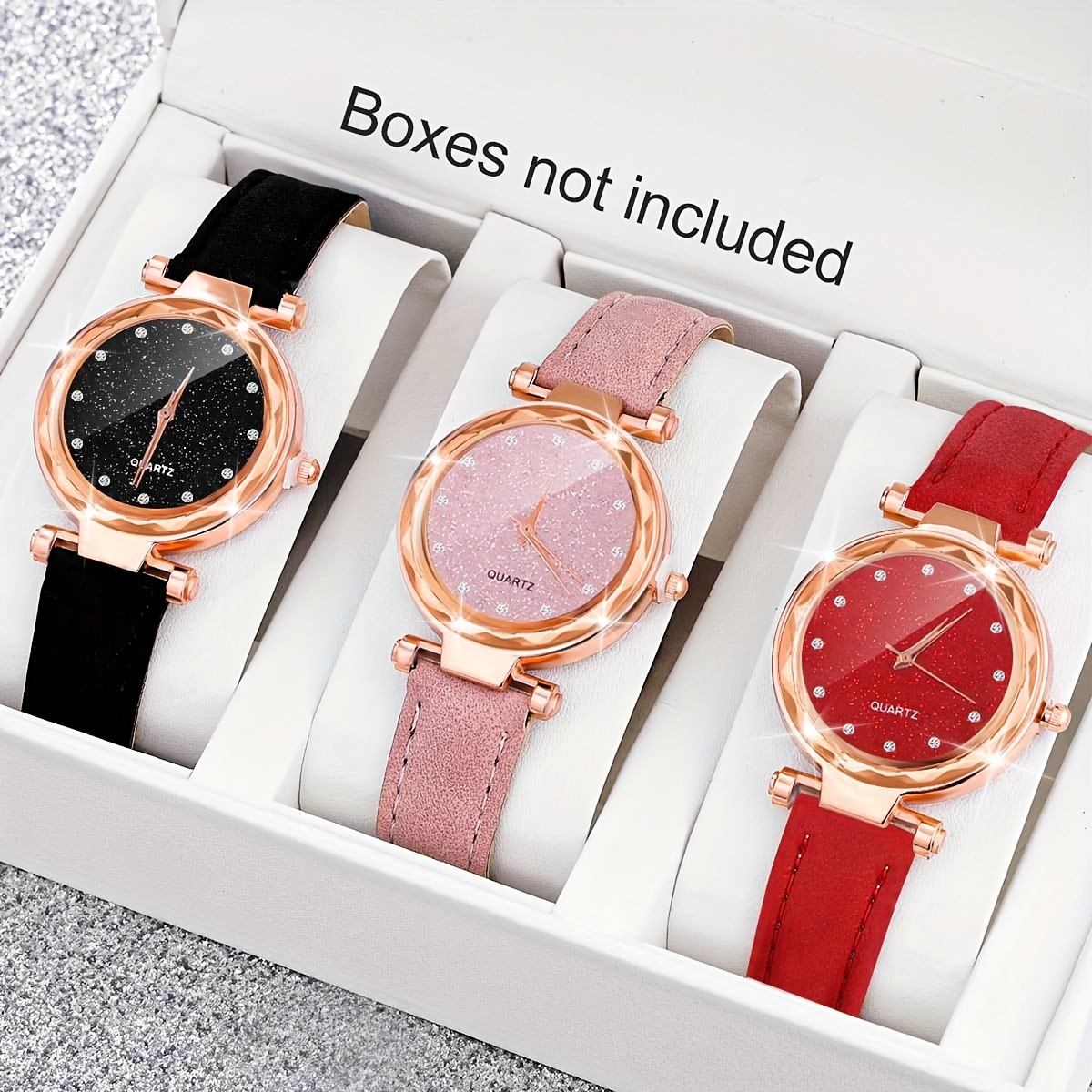 

3-piece Set: Elegant Women's Quartz Watches With Pu Leather Straps - Swiss Movement, Round Dial, Perfect Gift Idea Watches For Women Luxury Elegant Jewelry Set