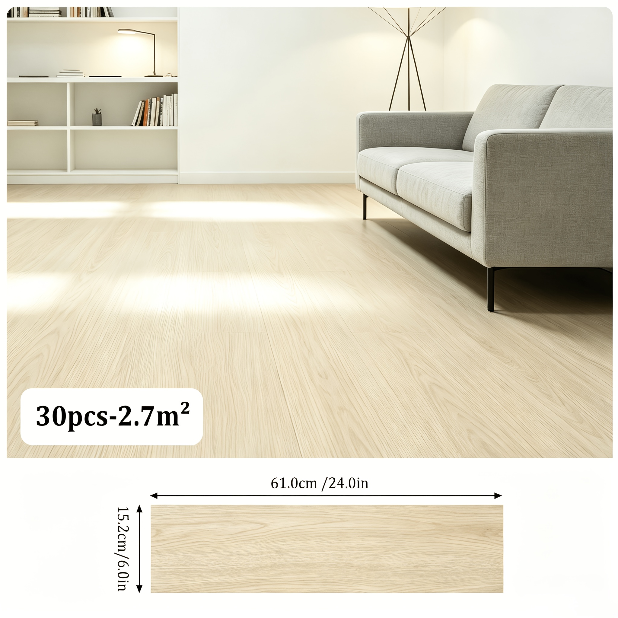 30pcs Pvc Floor Covering, Self-adhesive Floor Tiles, Vinyl Flooring, Non-slip, , Home Optional Composite Flooring, Suitable For Kitchens, Living Rooms, And Bathrooms