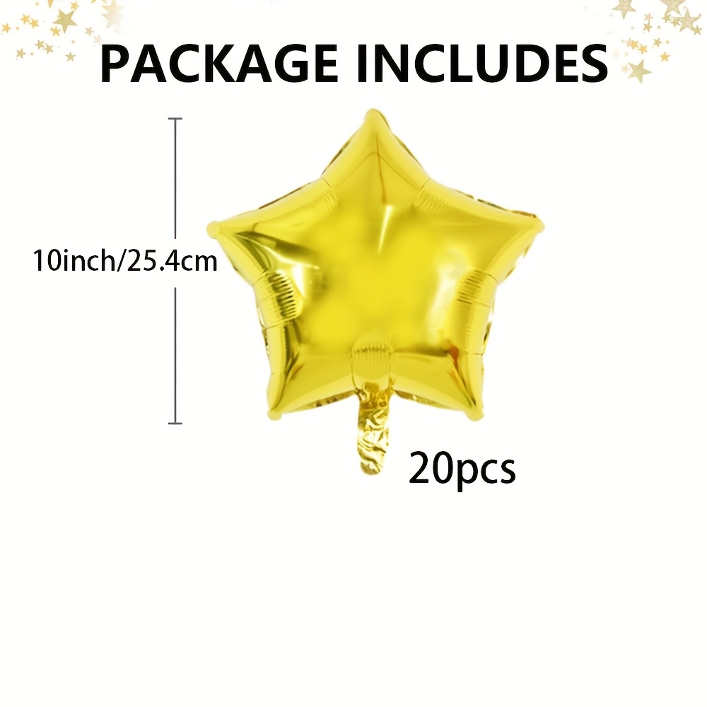 Image of 20pcs 10 Inch Large Shape Foil Balloons Big Golden Stars Helium Mylar Ballons For Birthday Wedding Shower Anniversary Engagement Party Decorations Supplies