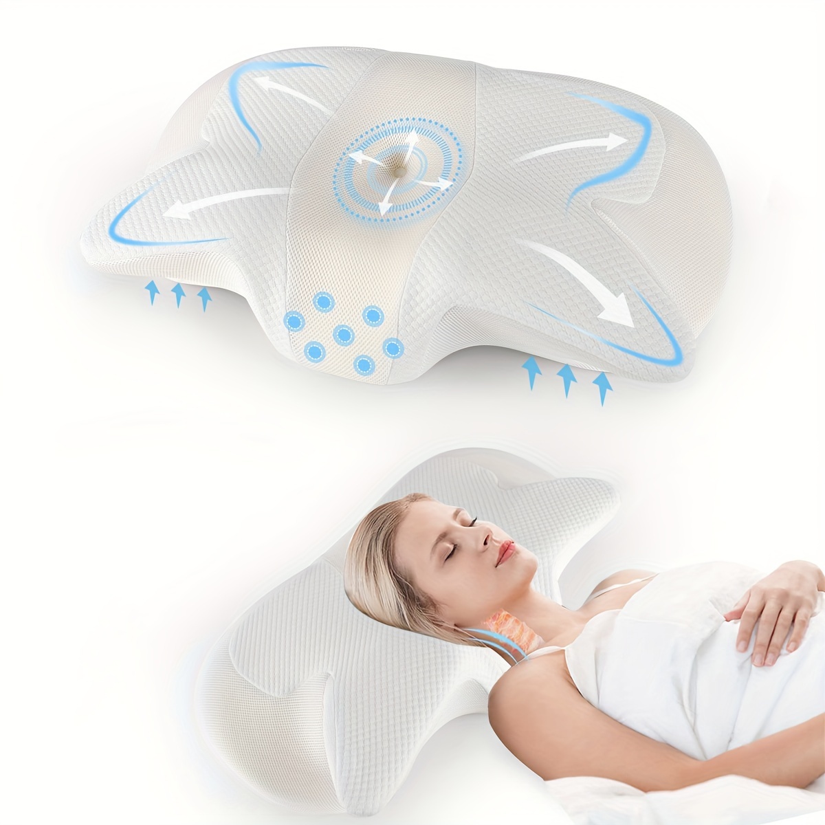 1pc Cervical Pillow For Sleeping, Contour Memory Foam Pillows For Sleeping,  Bed Pillows For Side, Back, Stomach Sleeper