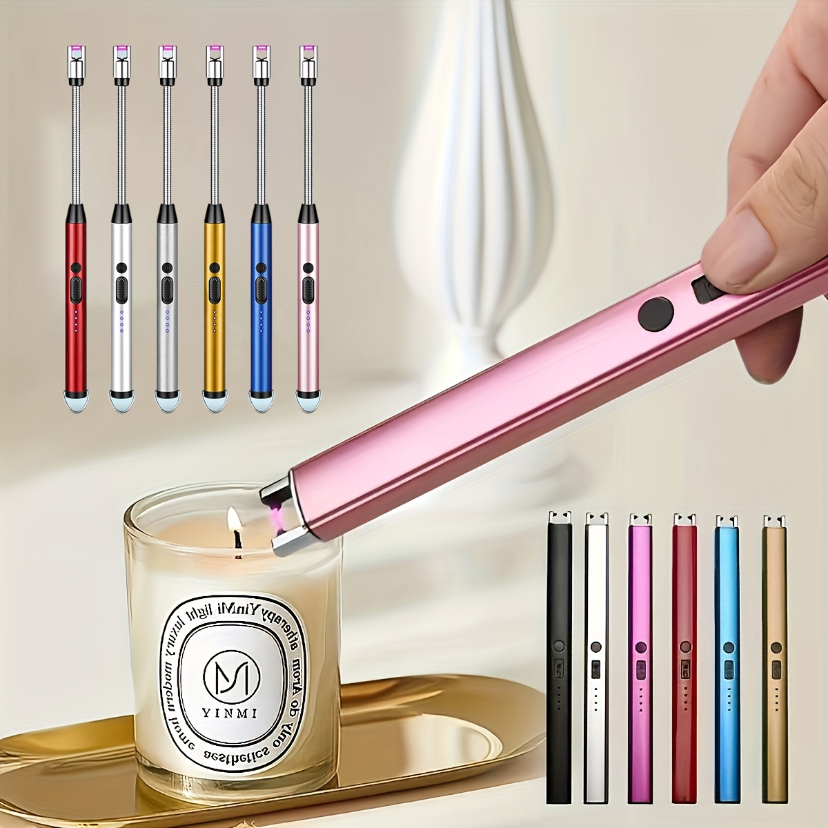 rechargeable usb electronic lighter extended   with 170mah lithium battery flameless windproof for home ignition ideal for gas stove