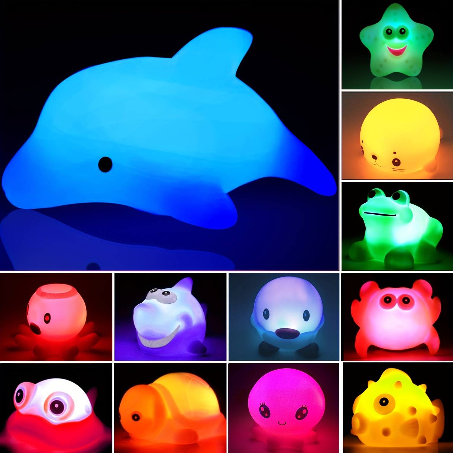 

Light Up Bath Toys Floating Rubber Toys Flashing Color Changing Light In Water Bathtub Shower Games Toys For Baby Kids Toddler Child Halloween Christmas Gift