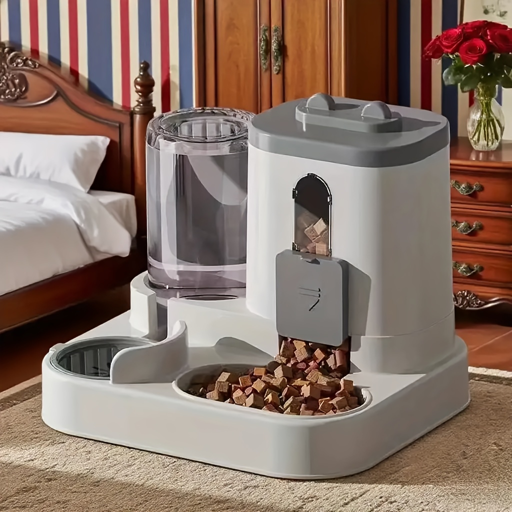 TEMU Automatic Feeder And Water Dispenser -in-1, Large Capacity Gravity Feeder Suitable For Small And Medium-sized Cats And Kittens. 2pcs Set