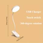 flexible led clip on desk lamp reading light with touch control adjustable brightness and color temperature usb rechargeable 800mah battery soft non white suitable for office bedroom bedside reading clip usb charging lamp