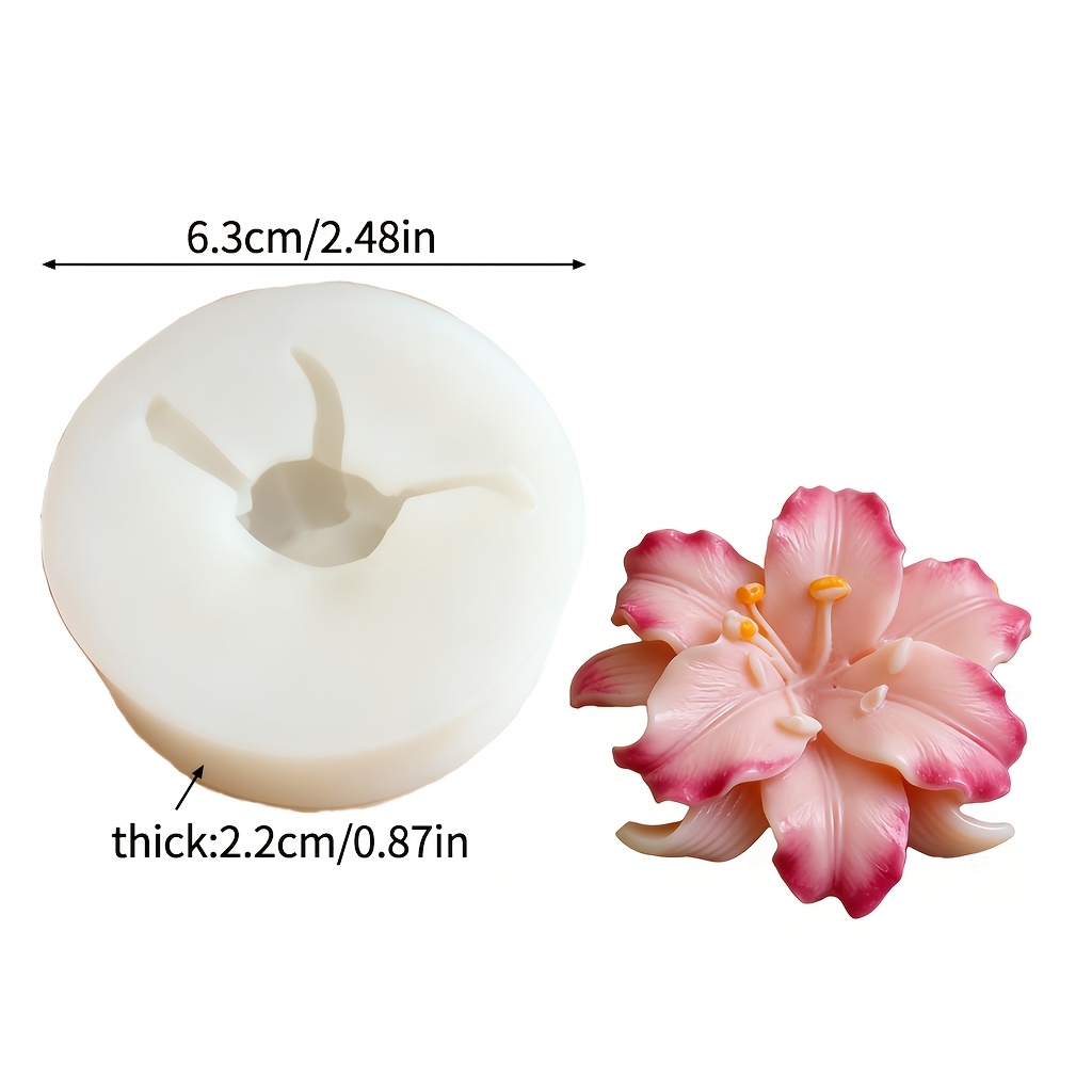 Image of Lily Flower Silicone Candle Mold, Candle Making Molds For Diy Handmade Aromatherapy Candles, Resin Crafts, Soap, Clay, Plaster, Jewelry Casting, Valentine's Day Gifts, Home Decor
