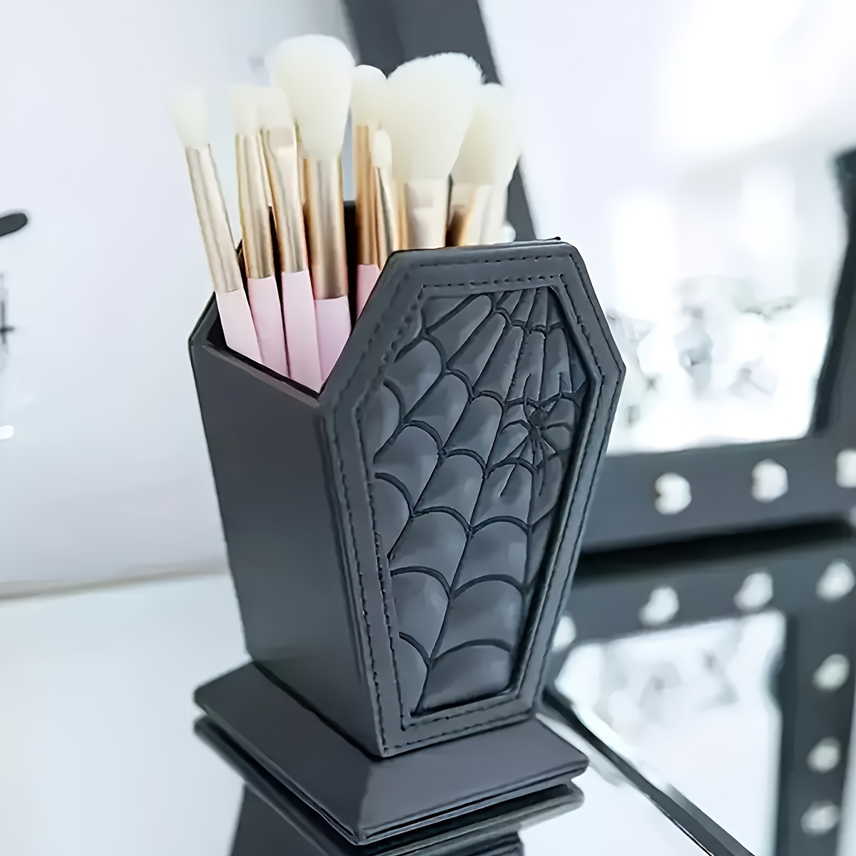 

[ ] Unique -shaped Spider Web Makeup - Plastic Desk Organizer For Or Decor