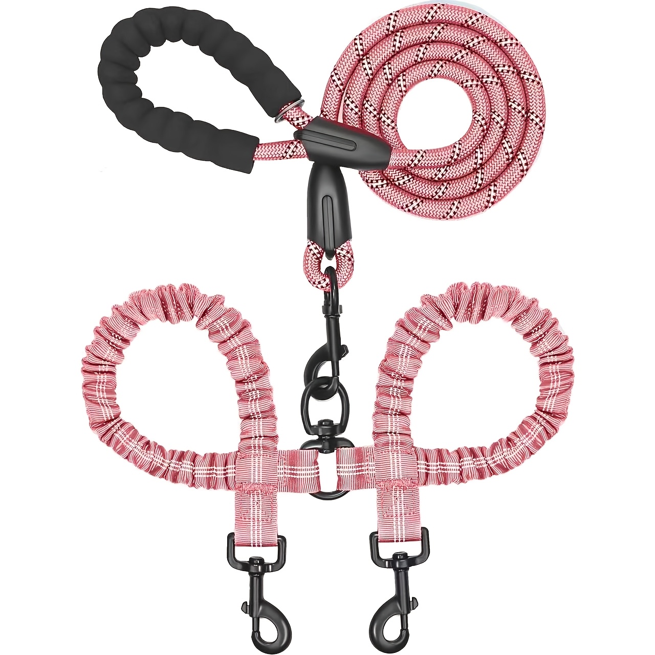 Dual Dog Leash, 360° Rotating Tangle-Free Design