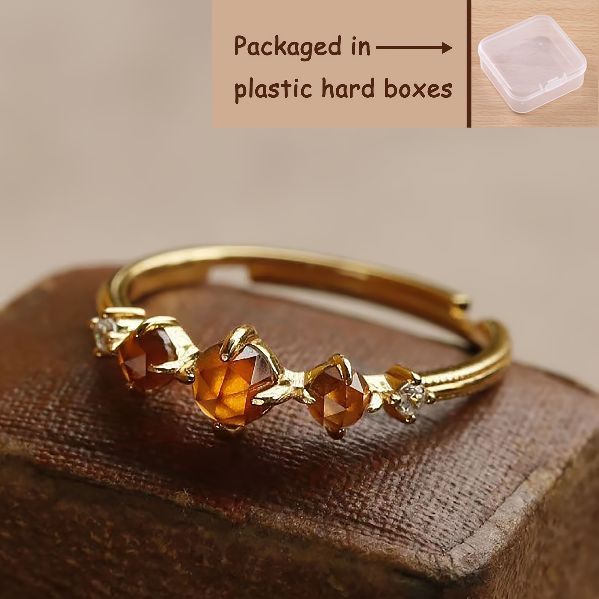 TEMU Bague en orange, style , bague ouverte ajustable, bague vintage haut de gamme