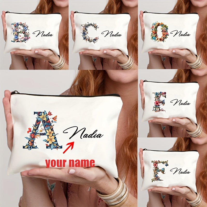 

Custom Name Makeup Bag - Lightweight, Foldable & Fade-resistant Cosmetic Pouch With Zipper - Perfect Travel Organizer & Party Gift For Her/bride