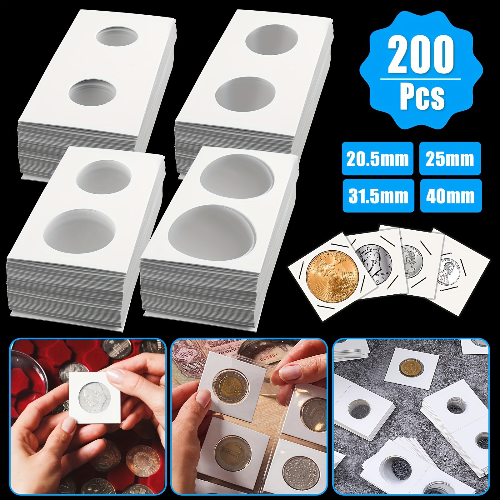 

200pcs Coin Flip Assortment Cardboard Coin Flips 2x2 Coin Holder Flip Assortment Inch For Collection Supplies