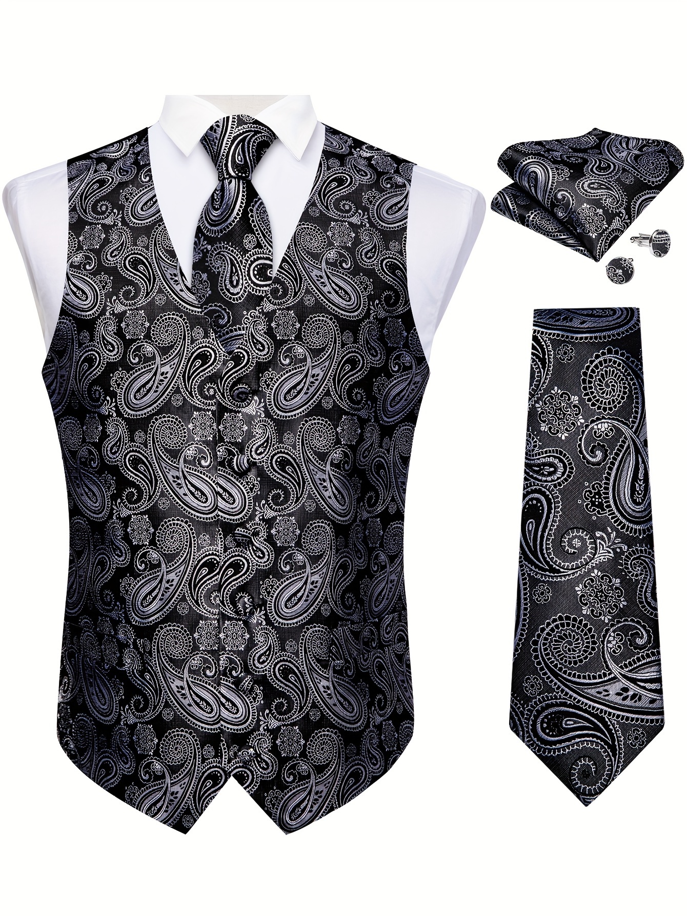 Gioberti Kids And Boys 4pc Paisley Vest Set, Turquoise B, Size 18