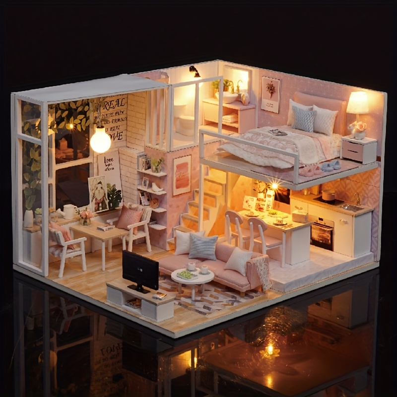 hand assembled wooden     model diy architectural scene   with furniture suitable for study room bedroom and home decoration exquisite holiday gift and birthday present no   no batteries required