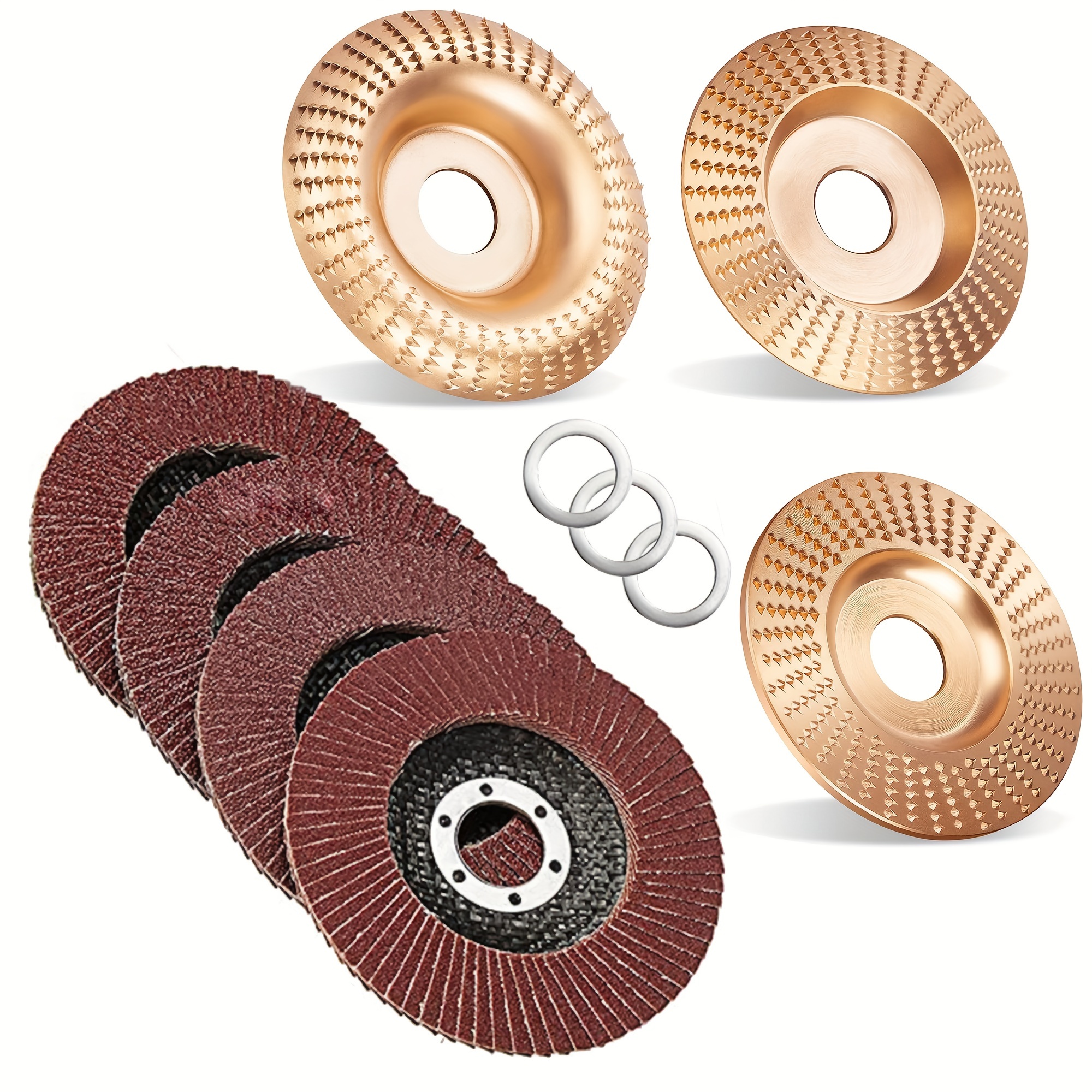 TEMU 7pcs/set Woodworking Sanding Disc Set, Grinding Wheel For Wood Grinding And Processing, Woodworking Tool Set