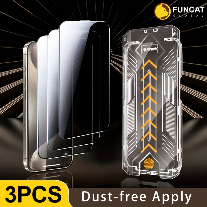 

Funcat Global Privacy (2 Sides) Screen Protector [3pcs]-dust-free Applicator (reusable Esay Installation) Headset Covered, Fully Protection, Fingerprint-proof, Electroplated Layer, Tempered Glass