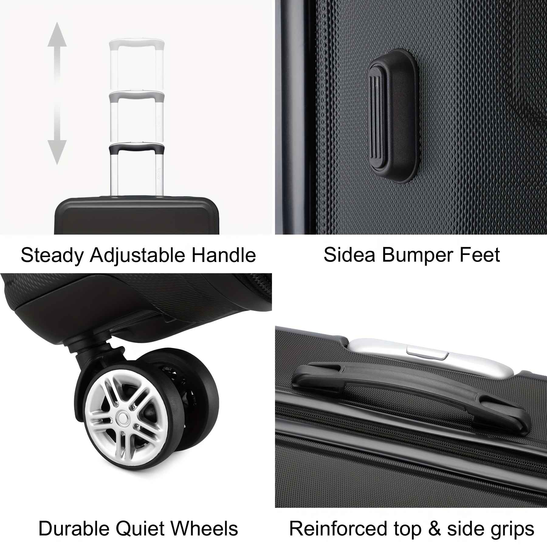 kono suitcase 5 piece lightweight abs hard shell luggage set 12 20 24 28 suitcases with tsa locks 4 wheel spinners for Product details 0
