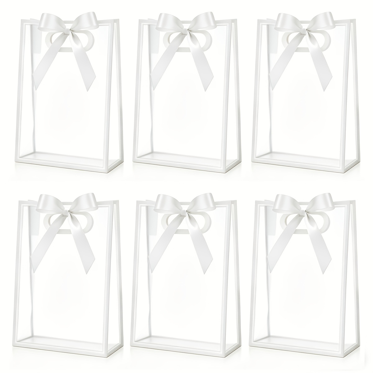 TEMU 6 pezzi Sacchetti Regalo in PVC con Rifinito, Sacchetti Trasparenti per Bomboniere con Manici, Sacchetti Carini per Matrimoni Estivi, Addii al