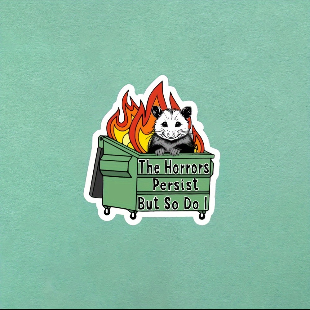 

1 "the Horrors But " | Humorous Possum & Vinyl Sticker | For Pc, Hydroflask, Hardhat, Toolbox | Green With Design