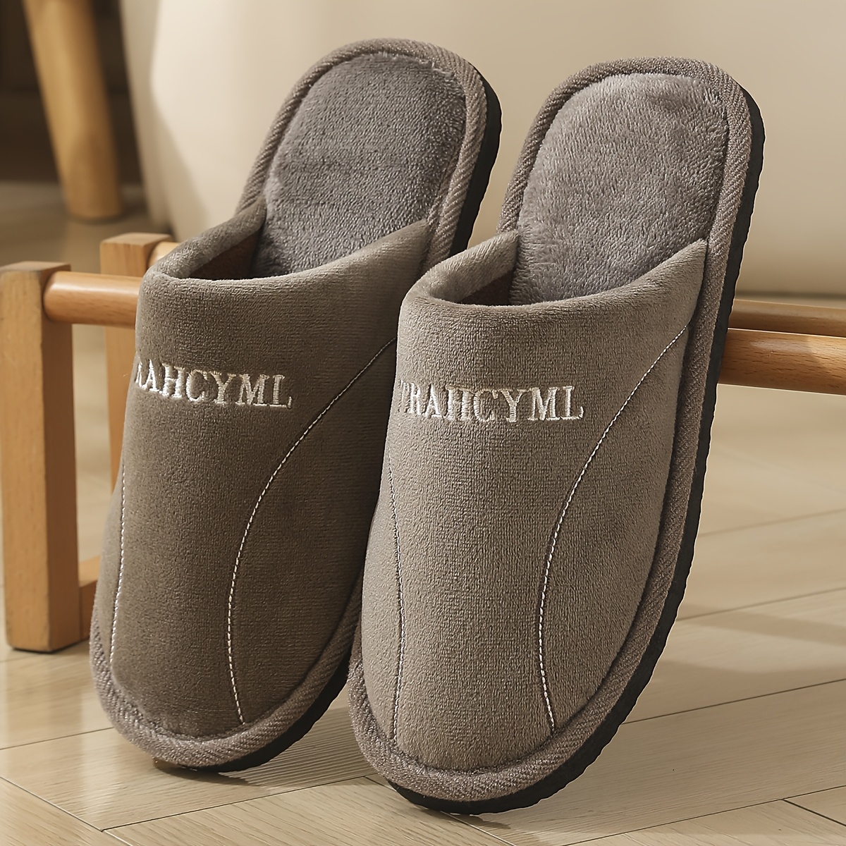 TEMU Pantuflas de invierno TRAHCYML para hombre y unisex, de gruesa antideslizante, cálidas, para interior/exterior, adecuadas para el hogar, y uso