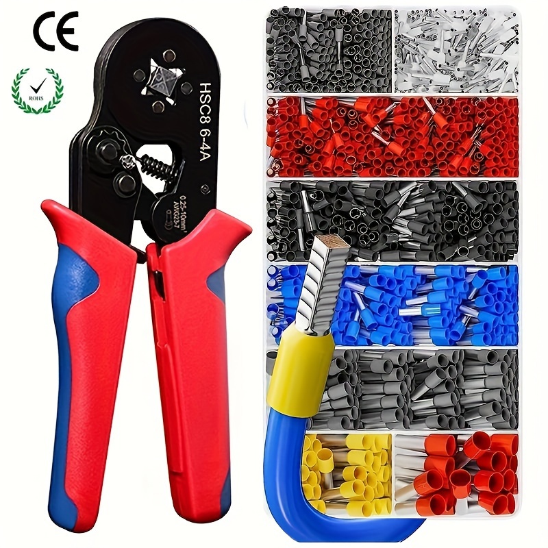 Wire Rope Crimping Tool Kits Hand Crimper Plier Stainless Steel Kit Crimp  Sleeves 0.1 to 2.2 mm² Self-Adjustable Ratchet Wire Crimper Tools Fishing