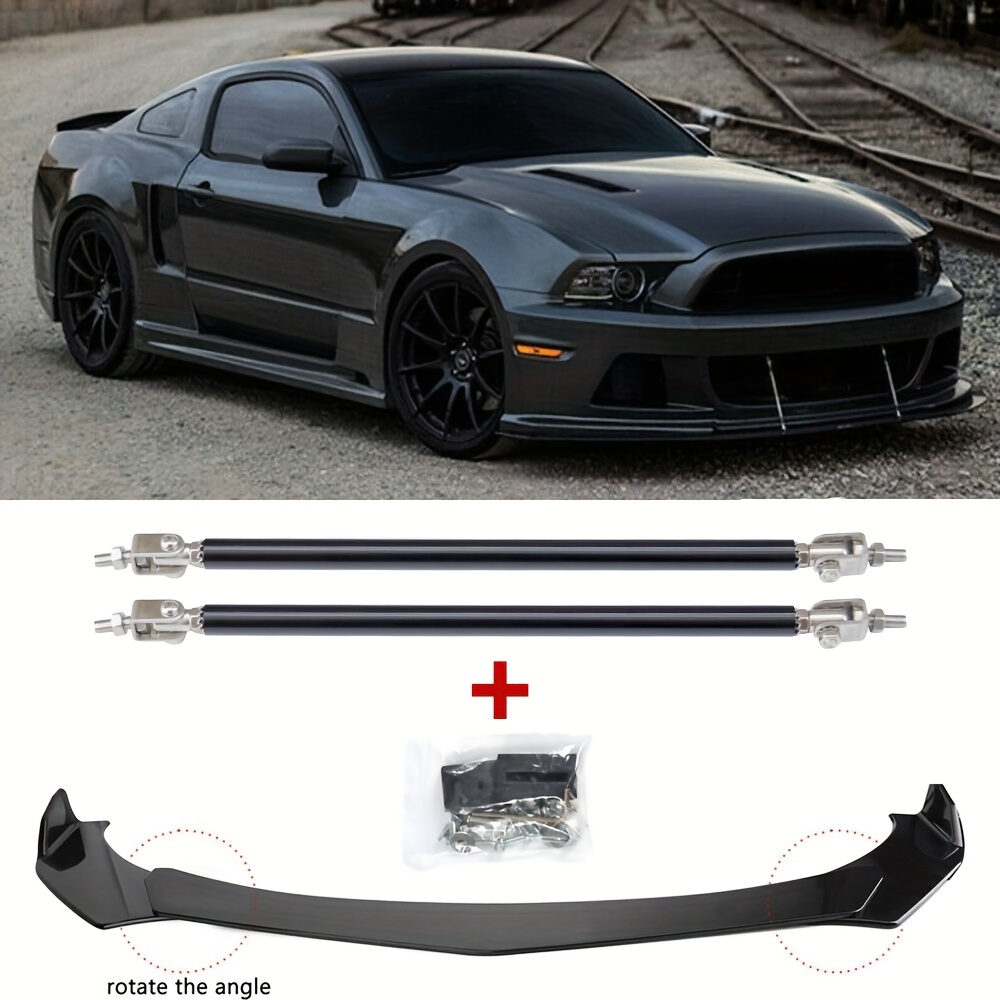 

Car Front Bumper Lip Splitter + Rods For Ford For Mustang 2000-2021