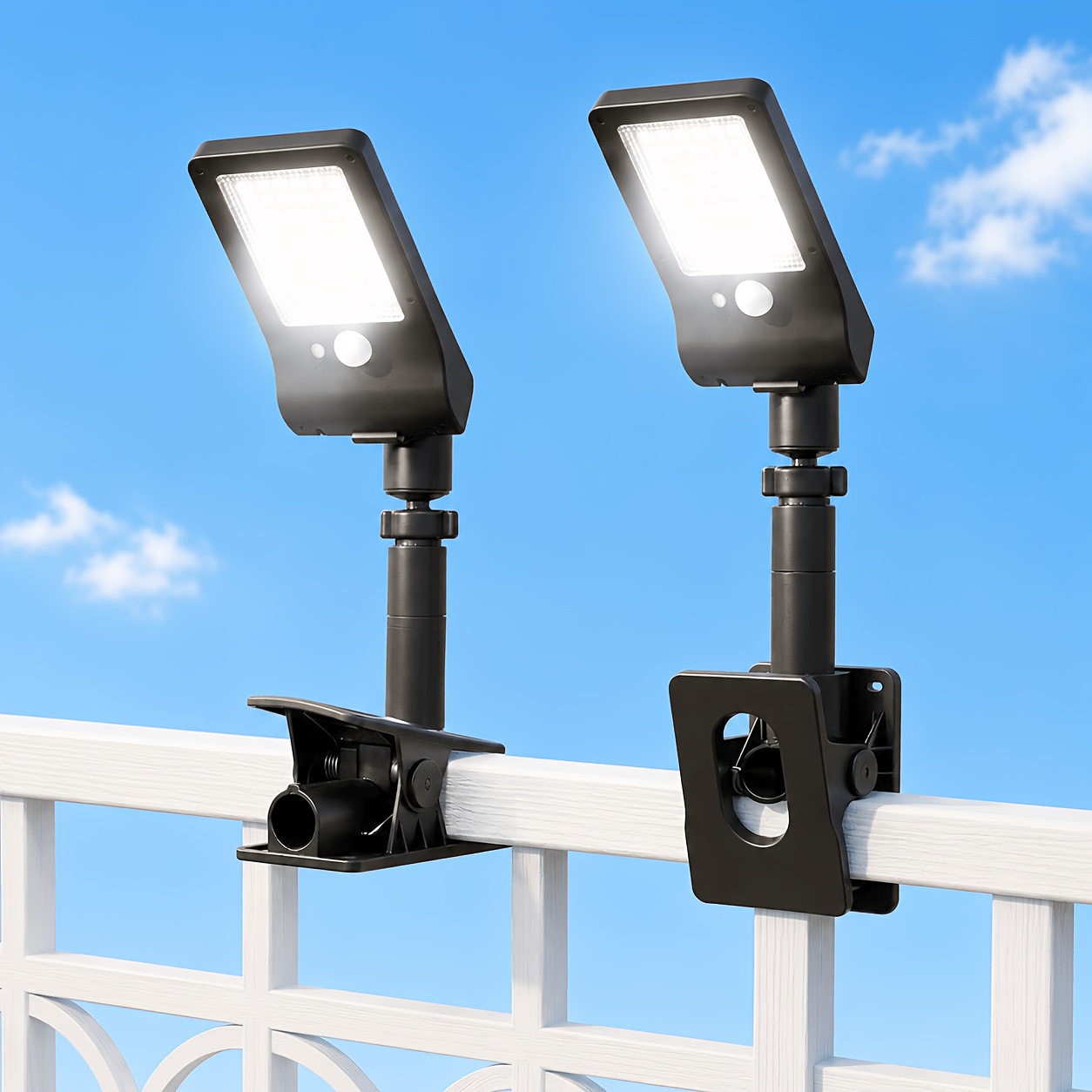 TEMU 2pcs Clip On Solar Street Lights, Solar Wall Lamp Outdoor Waterproof, Solar Powered Motion Sensor Lights With 2 Installation Options, Decoration