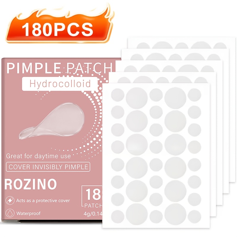 Image of 180pcs Hydrocolloid Patches - Gentle And Non-irritating, Covers Blemishes And, , Suitable For Types, Invisible Waterproof, Ultra-thin, Strong , Multiple Sizes For Daily Use, Patches