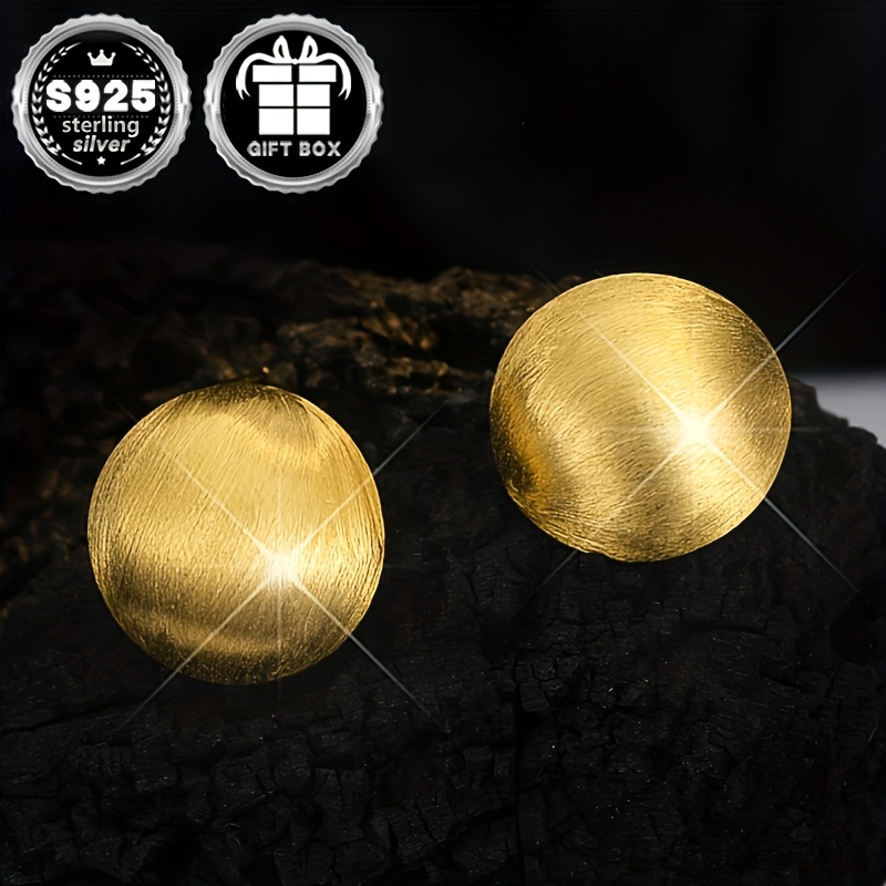 925 Silver Small Ball Brushed Earrings, Lightweight & Stylish, 6.1g