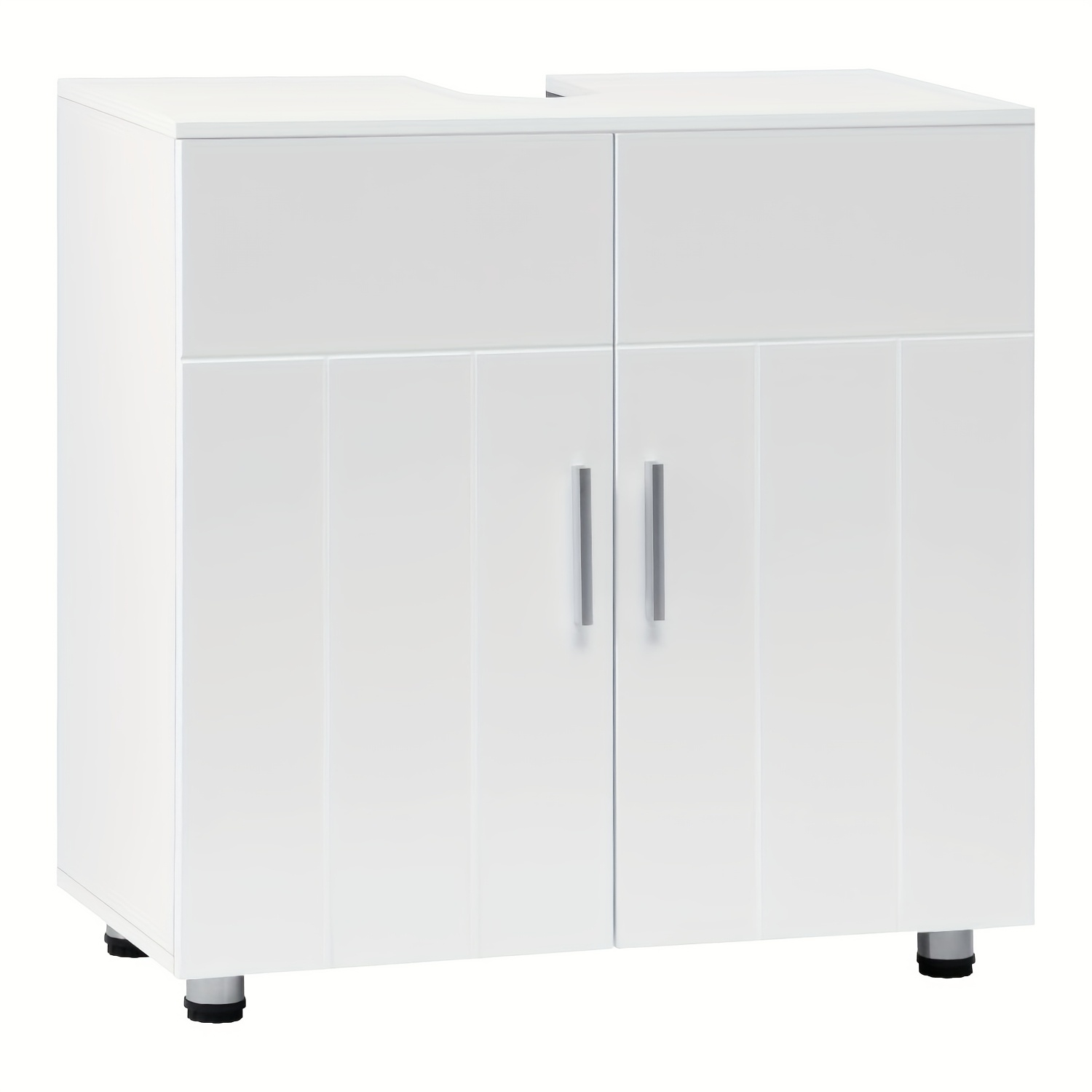 Image of 1pc Bathroom Under Sink Furniture With Adjustable Shelf, Floor Cabinet For Bathroom Storage, With Doors And Hinges, Wooden Cabinet With Legs, White, 60 X 30 X 60cm