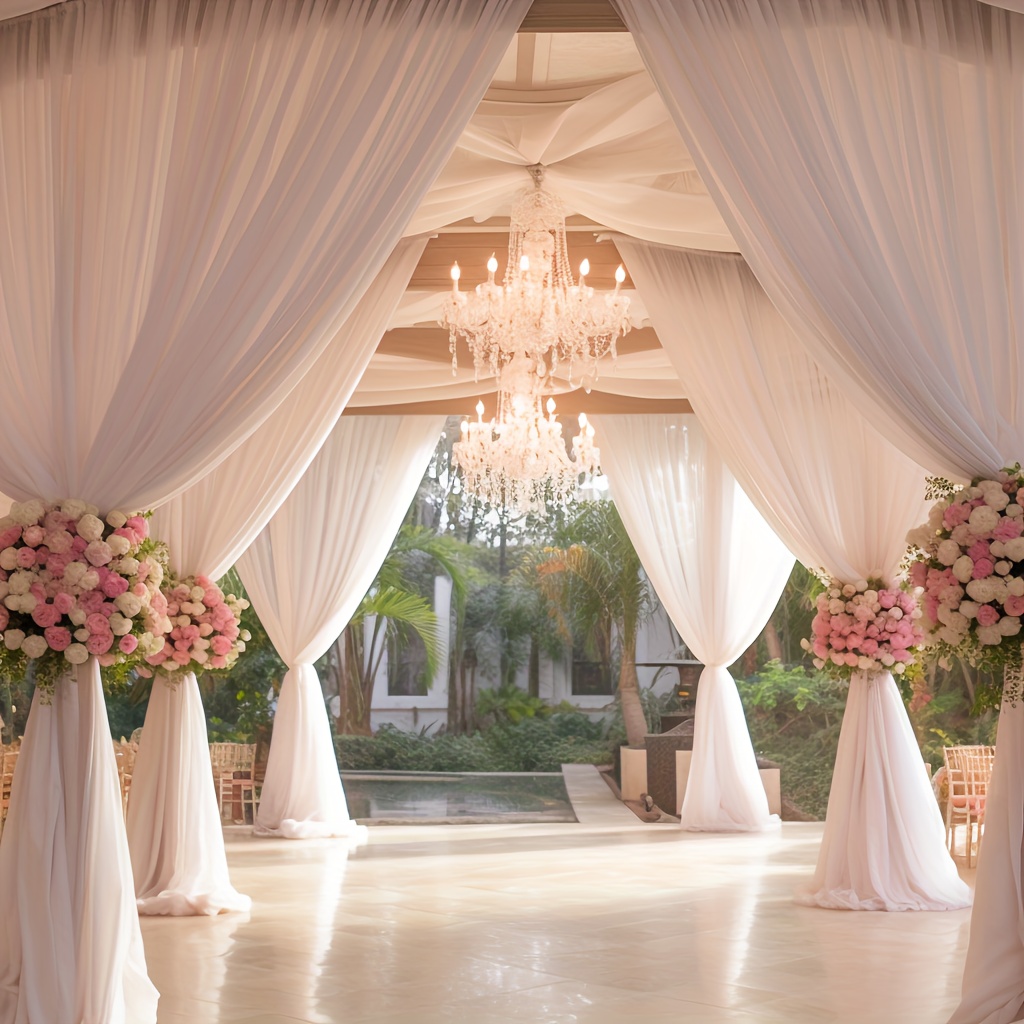 TEMU 2pcs Large Sheer Chiffon Wedding Drapes, 26ft - For & Reception Decorations, Valentine's Day Gifts, And Party Supplies