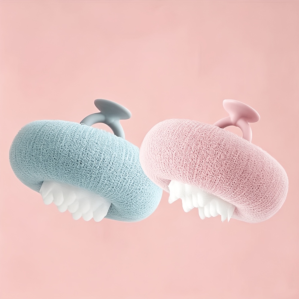 TEMU Lot de 2 boules de bain super douces à ventouse, boule de bain 2-en-1 améliorée, éponge de bain exfoliante et brosse de nettoyage avec ventouse,