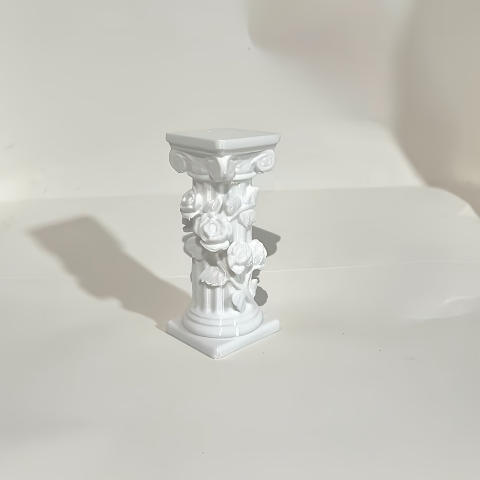 TEMU Decorazioni per statua a forma di colonna con rose goffrate in stile , testa di colonna riccioluta tridimensionale, corpo di colonna delicato,