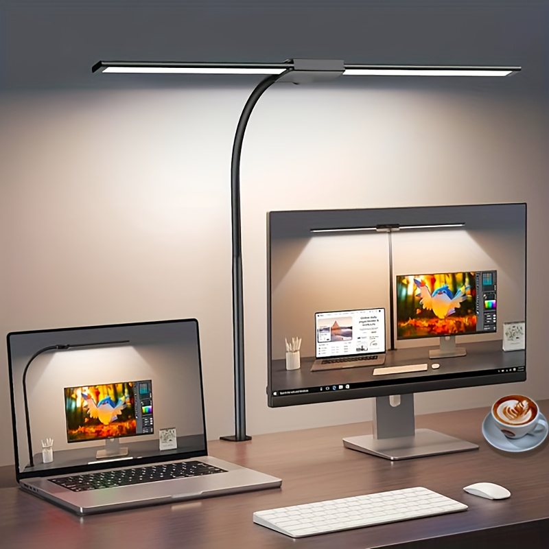 lámpara de escritorio multifuncional de   cabeza con protección  , cuello flexible ajustable con pinza, alimentación usb 10w,     niveles de  ,   de  , ideal para estudio, lectura,  , monitores,   y oficinas