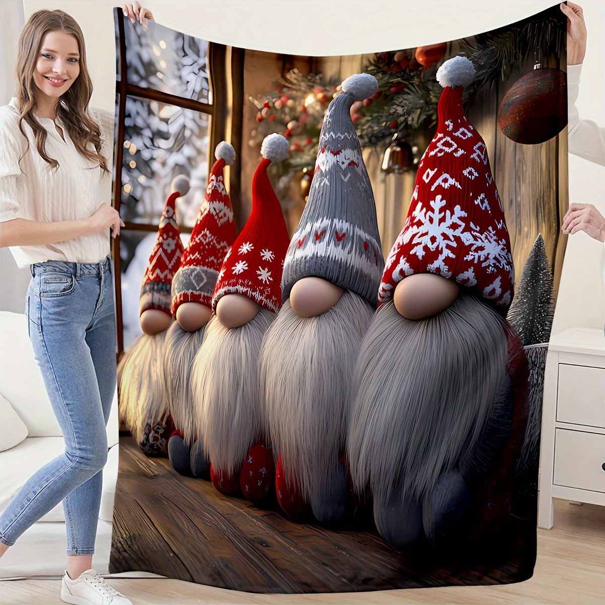 

Printed Fleece Blanket, 3d Christmas , Knitted Flannel, , , , , , & Couch Decor, 250-300g, -use,