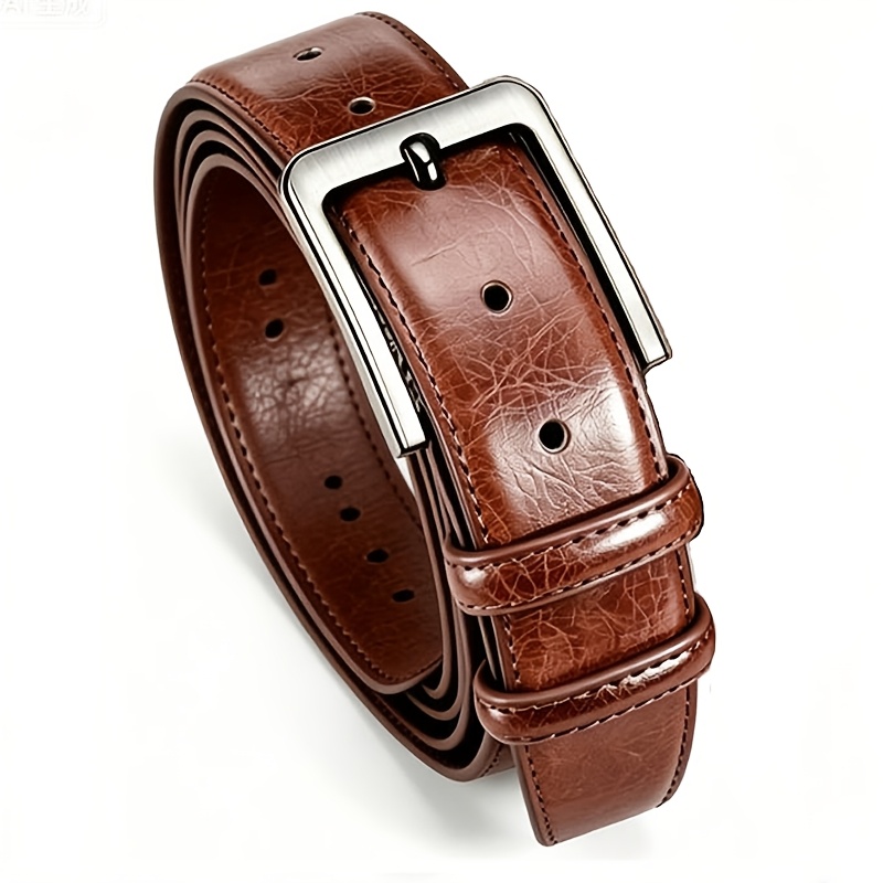 Men's Split Leather Alloy Buckle Belt, Business Casual Versatile Design
