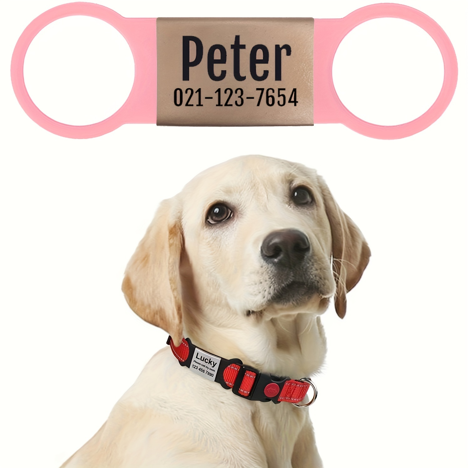 

Personalized Engraved Pet Id Tag With Silicone Band - Rustproof Stainless Steel, Fit For Collars - Your Pet Safe